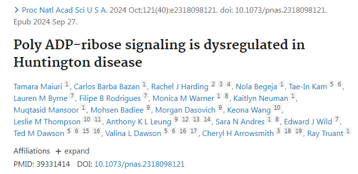 亨廷頓病中多聚ADP核糖信號傳導失調(diào)
亨廷頓病中多聚ADP核糖信號傳導失調(diào)
