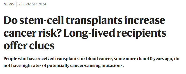 干細胞移植會增加癌癥風(fēng)險嗎？長壽的接受者提供線索