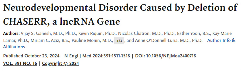 lncRNA基因CHASERR缺失引起的神經發(fā)育障礙
lncRNA基因CHASERR缺失引起的神經發(fā)育障礙