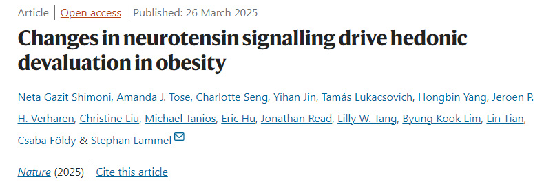神經(jīng)降壓素信號的變化促使肥胖患者的享樂價值下降