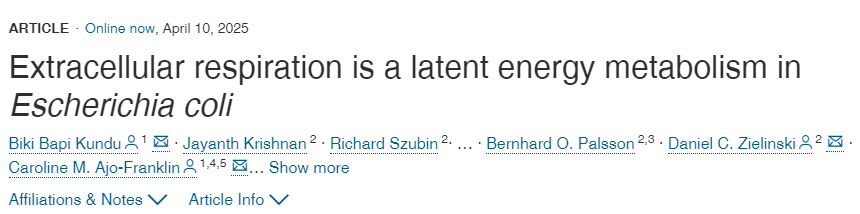 細(xì)胞外呼吸是大腸桿菌的一種潛在能量代謝