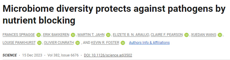 微生物組多樣性通過(guò)營(yíng)養(yǎng)阻斷來(lái)抵御病原體