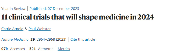 2024年將影響醫(yī)學(xué)的11項(xiàng)臨床試驗(yàn)