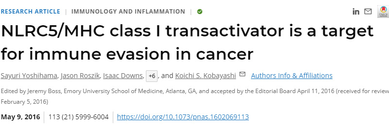 NLRC5/MHC I類反式激活劑是癌癥免疫逃避的靶點 NLRC5/MHC I類反式激活劑是癌癥免疫逃避的靶點